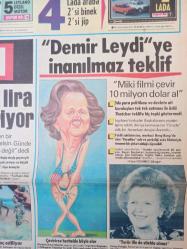 Tan Gazetesi - 23 Ocak 1986 - Hasbi Menteşoğlu - Amerika'da bir Rusya Kurdular - Hastabakıcı Simone - ''Demir Leydi'' ye inanılmaz teklif -