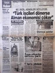 Tan Gazetesi - 10 Kasım 1988 - Mustafa Kemal Atatürk - Oya Aydoğan - Latif Demirbağ - Süleyman Yağız - Galatasaray - Kaçakçıların ''Kara günü'' -