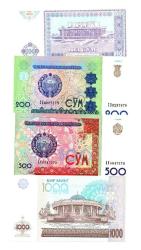 Özbekistan 100/200/500/1000 Som 1990'lar Yabancı Kağıt Para ÇİL