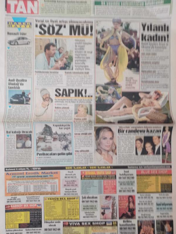 Tan Gazetesi 15 17 Ocak 2004 Tuğba Özay Fatma Güliz Anastasia  