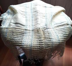 İPEK BÜRÜMCÜK ŞAL MAVİ BEYAZ