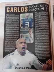 Cumhuriyet Spor Gazetesi - 12 Haziran 2007- Roberto Carlos Fotoğrafı - Fenerbahçe Kendini Aşıyor - Tugay Kerimoğlu Bütün Tabuları Yıkan Adam - Ralli'nin Dinç Dünyası - Sporama