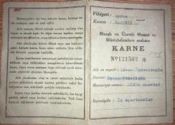 Aydın Nazilli Maaşlı ve Ücretli Memur ve Müstahdemlere Mahsus Karne 1953