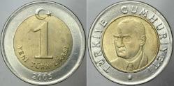 Efemera - TÜRKİYE CUMHURİYETİ 1 YENİ TÜRK LİRASI 2005. ÇİL(-) KONDİSYON. - kitantik - kitaLog