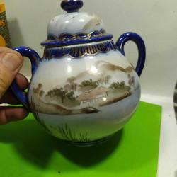 P40----JAPON GEYŞA GÖL MANZARASI RESİMLİ PORSELEN ŞEKERLİK