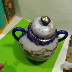 P40----JAPON GEYŞA GÖL MANZARASI RESİMLİ PORSELEN ŞEKERLİK