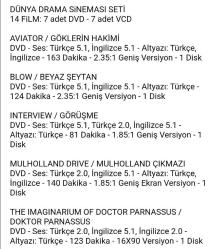 YABANCI DRAMA SiNEMASI SETİ (14 FiLM: 7 adet DVD - 7 adet VCD)