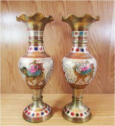 ViNTaGe MİNELİ ReSiMLi ÇİFT PİRİNÇ VAZOLAR....