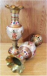 ViNTaGe MİNELİ ReSiMLi ÇİFT PİRİNÇ VAZOLAR....