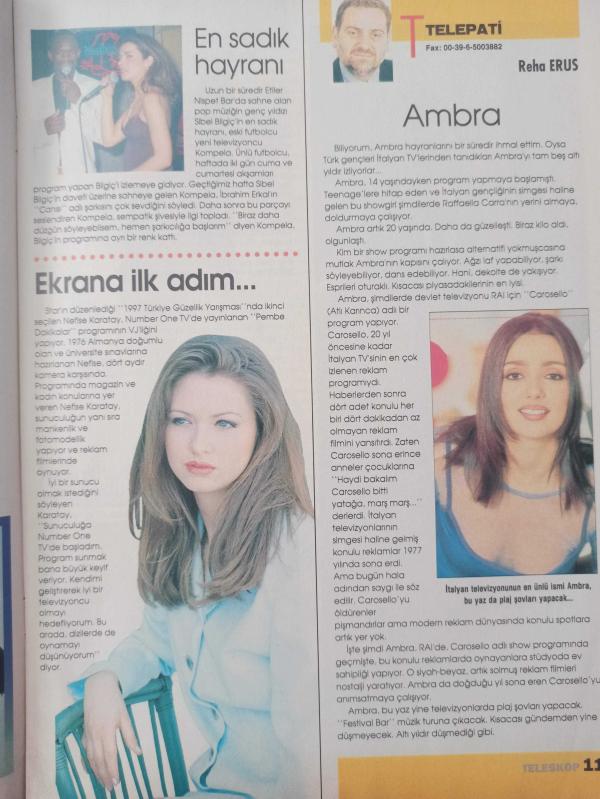 Hürriyet Teleskop Dergisi 31 Mayıs 6 Haziran 1997 Perran  