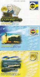 2007 Fenerbahçe Spor Kulübü 100. Yılı Temalı Tam Takım (AN387/389) - 3 Adet PTT Pul Baskılı Posta Kartları, Damgasız