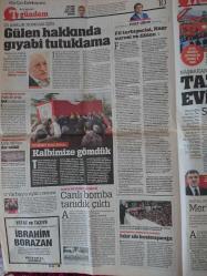 Türkiye Gazetesi,20 Ekim 2015,Merkel,Recep Tayyip Erdoğan,Ankaralı Namık,Ahmet Davutoğlu,Fenerbahçe,Şota,Trabzonspor,Pereira,Aziz Yıldırım,Hamza Hamzaoğlu