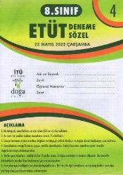 8. Sınıf Etüt Deneme Sözel Nisan + Mayıs 2022 4 Deneme Takım Deneme No: 1, 2, 3, 4