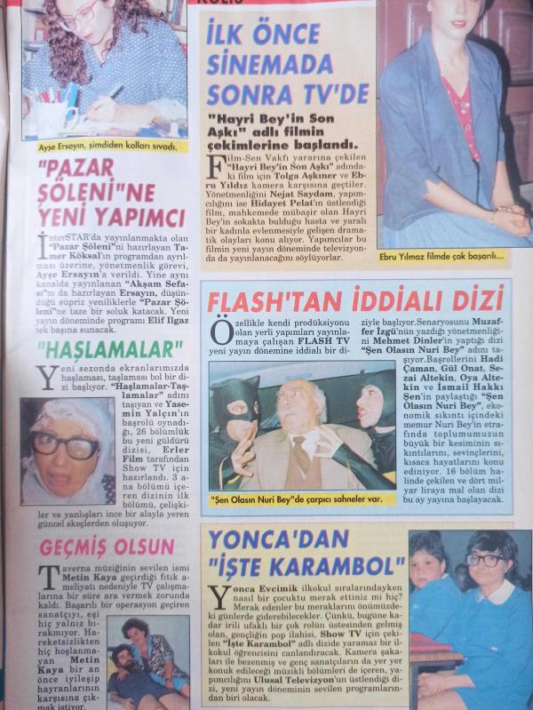 Milliyet Oscar Tv Dergisi 15 21 Temmuz 1995 Şükrü Türen Esra  