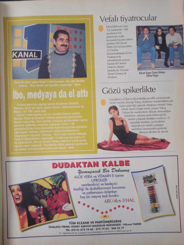 Hürriyet Tv Magazin Dergisi 16 22 Ocak 1999 Yasemin Koşal  