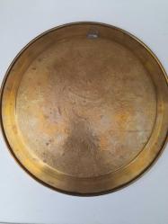 PİRİNÇ ÜZERİNE GÜMÜŞ İŞLEMELİ YAZILI DUVAR TABAĞI 29 CM 750 GRAM