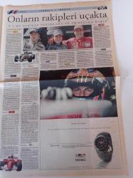 Cumhuriyet Formula 1 Türkiye Gazetesi - 18 Ağustos 2005 - Formula 1 Ateşi İstanbul'da - Yarış Pisti Değil Hız Parkı - Hazırlıklar İki Yıl Sürdü - Kimi Raikkonen - Fernando Alonso - Michael Schumacher