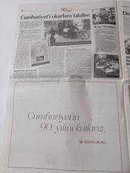 Cumhuriyet 90. Yıl Gazetesi - 7 Mayıs 2014 - Mustafa Kemal Atatürk - 90 Yıllık Yolculuk Bir Gazete 3 Dönem - 1924-1954- Yunus Nadi - Yeni Gün'den Cumhuriyet'e- Devrimler Ve Cumhuriyet - Atatürk Cumhuriyet'e Borç Veriyor - Leyla Uşaklıgil - Kadın Hakları