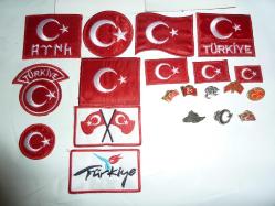MİLLİYETÇİ HAREKET PARTİSİ MHP ve BAYRAK ROZETİ KUMAŞ TÜRK BAYRAĞI ARMASI 20 ADET HEPSİ SIFIR