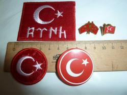 MHP TÜRK BAYRAĞI ROZET ve GÖKTÜRKÇE TÜRK BAYRAĞI KUMAŞ ARMA 5 ADET HEPSİ SIFIR