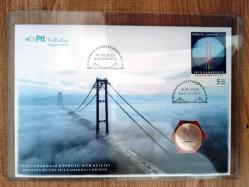 Çanakkale Köprüsü'nün Açılışı Hatıra parası ve İlk Gün Zarf Özel Folder'ında Pullu, Damgalı ÇİL (Özel Koruma Föyünde Gönderilecektir)