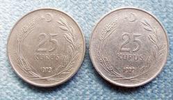 25 KURUŞ, 1973 ÇÇT+ (Ters/Düz Takım)