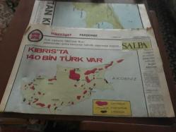 Hürriyet Gazetesi - Yavru Vatan Kıbrıs Haritası, cumartesi 17 Ağustos 1974 + hürriyet 18 temmuz 1974 Kıbrıs dosyası