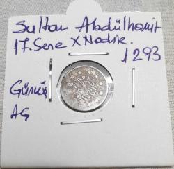1 KURUŞ SULTAN II. ABDÜLHAMİT 1293/17 GÜMÜŞ