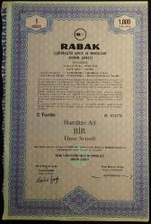 Efemera - RABAK ELEKTROLİTİK BAKIR VE MAMÜLLERİ ANONİM ŞİRKETİ HİSSE SENEDİ 25 KUPON* - kitantik - kitaLog