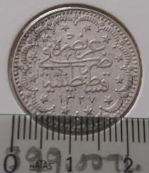 GÜMÜŞ 5 KURUŞ 1327-4 SULTAN MEHMET REŞAT DÖNEMİ ORİJİNAL ÇİLL ÖÖ2AA1 ÇOK NADİR