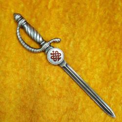 VINTAGE MERASİM KILICI FORMUNDA TIP ARMALI GÜMÜŞ KAPLAMA METAL ZARF AÇACAĞI