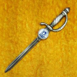 VINTAGE MERASİM KILICI FORMUNDA TIP ARMALI GÜMÜŞ KAPLAMA METAL ZARF AÇACAĞI