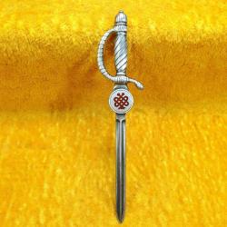 VINTAGE MERASİM KILICI FORMUNDA TIP ARMALI GÜMÜŞ KAPLAMA METAL ZARF AÇACAĞI