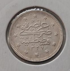 GÜMÜŞ 2 KURUŞ 1327-3 SULTAN MEHMET REŞAT DÖNEMİ ORİJİNAL ÇİL  S2V3A1 ÇOK NADİR