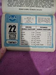 Diyanet takvimi - 22 Temmuz 1984 - doğum günü hediyesi hediyelik takvim yaprağı