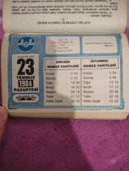 Diyanet takvimi - 23 Temmuz 1984 - doğum günü hediyesi hediyelik takvim yaprağı