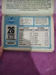 Diyanet takvimi - 26 Temmuz 1984 - doğum günü hediyesi hediyelik takvim yaprağı