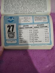 Diyanet takvimi - 27 Temmuz 1984 - doğum günü hediyesi hediyelik takvim yaprağı
