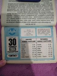 Diyanet takvimi - 30 Temmuz 1984 - doğum günü hediyesi hediyelik takvim yaprağı