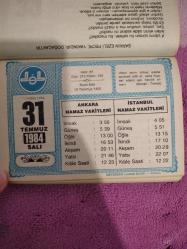 Diyanet takvimi - 31 Temmuz 1984 - doğum günü hediyesi hediyelik takvim yaprağı