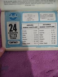 Diyanet takvimi - 24 Ağustos 1984 - doğum günü hediyesi hediyelik takvim yaprağı