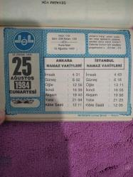 Diyanet takvimi - 25 Ağustos 1984 - doğum günü hediyesi hediyelik takvim yaprağı
