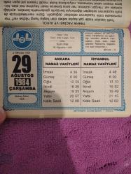 Diyanet takvimi - 29 Ağustos 1984 - doğum günü hediyesi hediyelik takvim yaprağı