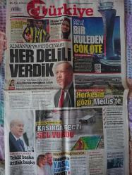 Türkiye Gazetesi,1 Ekim 2018,Almanya,Recep Tayyip Erdoğan,Fenerbahçe,Devlet Bahçeli,Ali Koç,Cocu,Andre Ayew,Mustafa Cengiz,Robinho,Şenol Güneş,Ayberk Olmaz