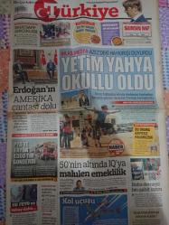 Türkiye Gazetesi,22 Eylül 2018,Recep Tayyip Erdoğan,Ali Koç,Fenerbahçe,Cocu,Bursaspor,Beşiktaş,Ünal Karaman,İbrahim Kalın,Nevin Taşlıçay,Nazlı Ilıcak,Türk Silahlı Kuvvetleri