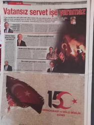 15 Temmuz Demokrasi ve Milli Birlik Günü Sabah Gazetesi özel eki 15 Temmuz 2020 33*55cm