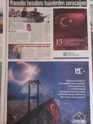 15 Temmuz Demokrasi ve Milli Birlik Günü Sabah Gazetesi özel eki 15 Temmuz 2020 33*55cm