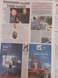 15 Temmuz Demokrasi ve Milli Birlik Günü Sabah Gazetesi özel eki 15 Temmuz 2020 33*55cm