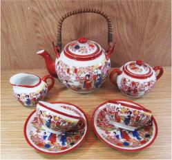 Antika - ViNTaGe JAPON GEYŞALI PoRSeLeN ÇAY SETİ......SENLİ BENLİ - kitantik - kitaLog