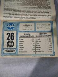 Diyanet takvimi - 26 Ekim 1984 - doğum günü hediyesi hediyelik takvim yaprağı
